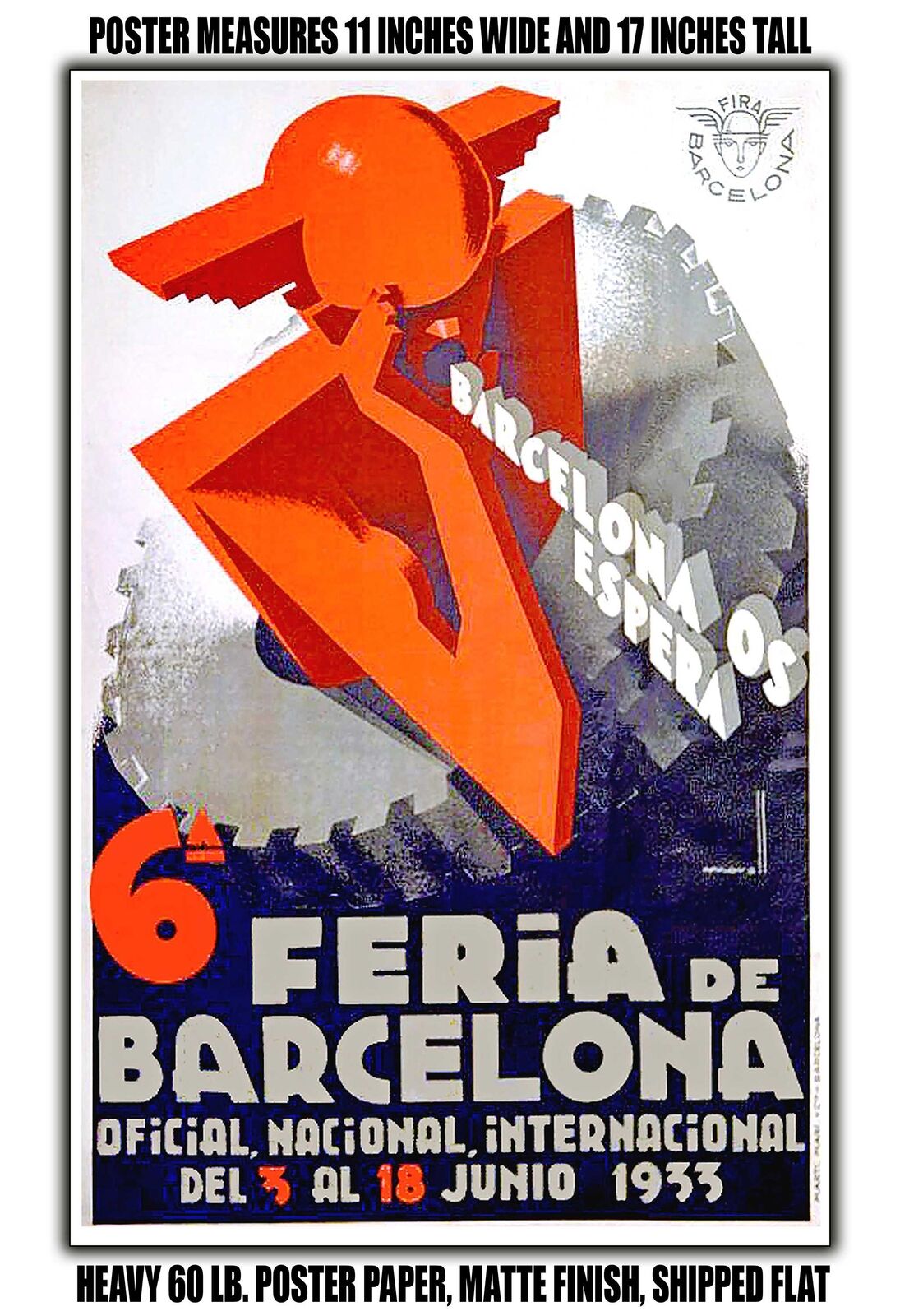 11x17 POSTER - 1933 Barcelona awaits you, 6th Barcelona Fair