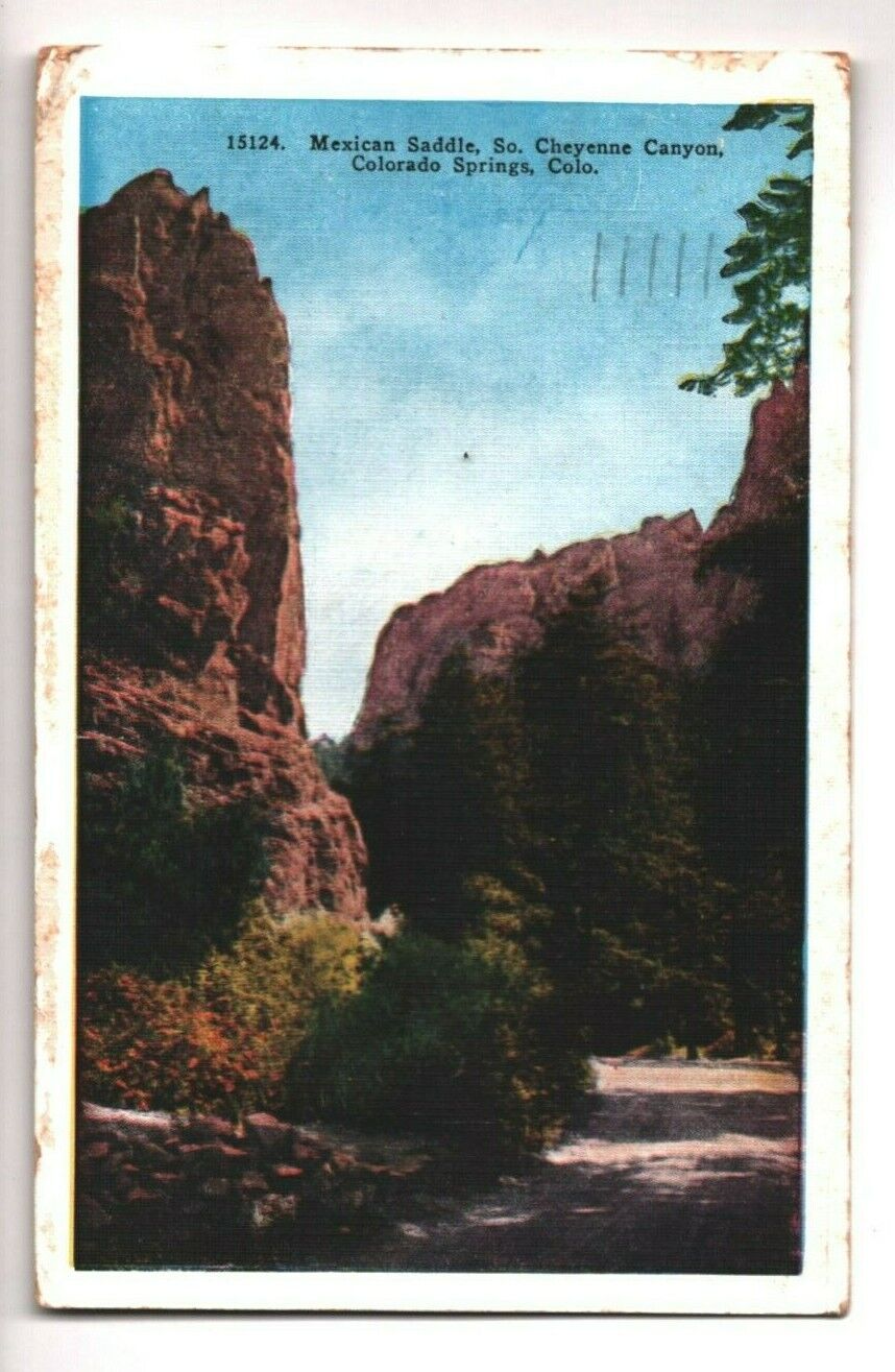 1956 Postcard Colorado Springs CO South Cheyenne Canyon Mexican Saddle Linen