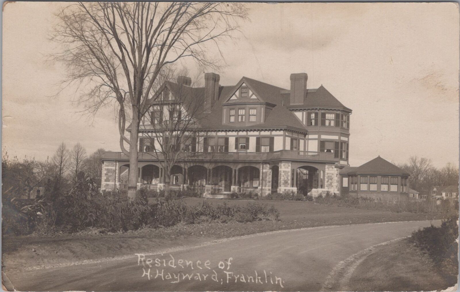 Residence of H. Hayward, Franklin 1909 West Wrentham Massachusetts RPPC Postcard