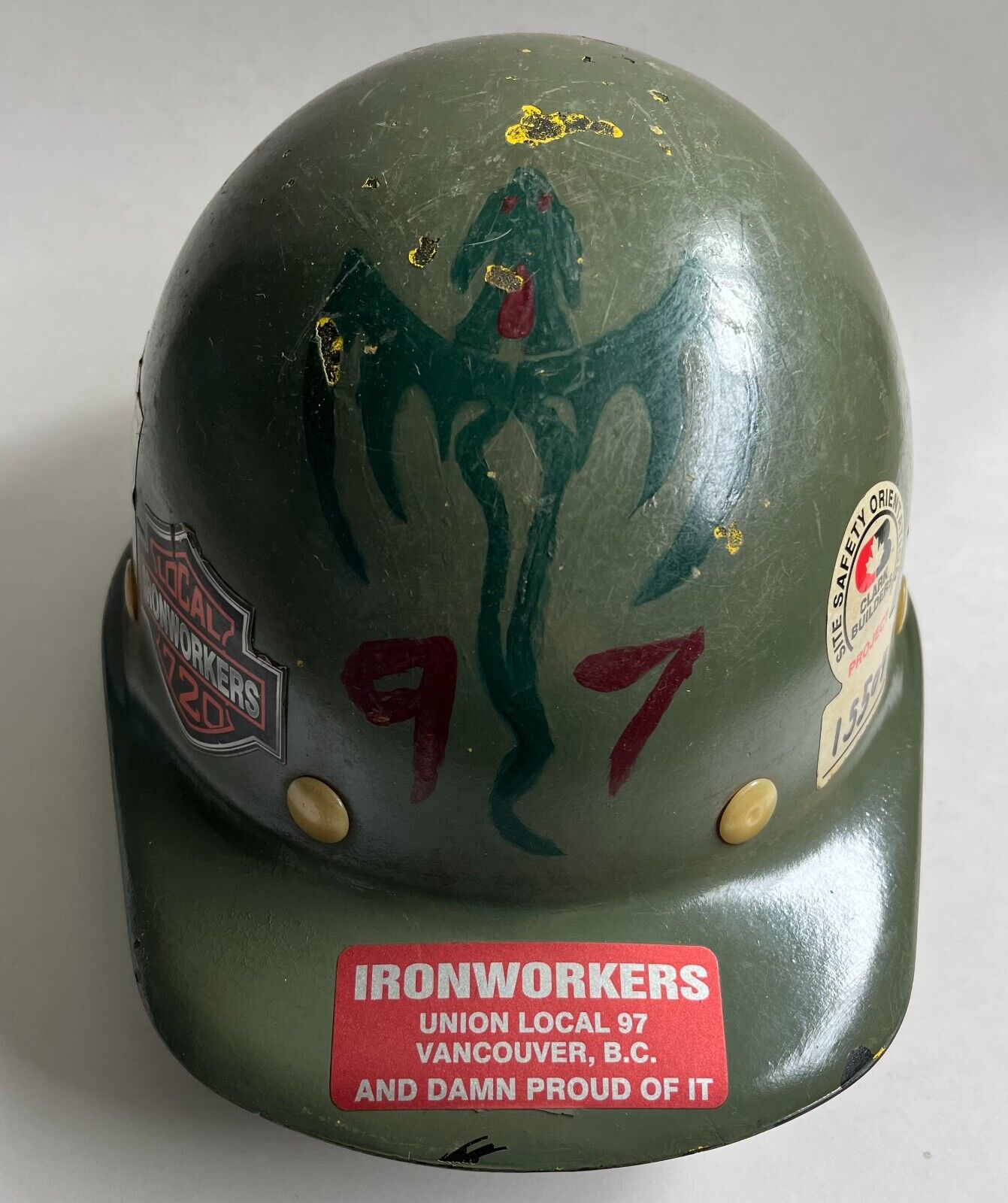 Iron Workers Union - Used Union Member Hard Hat - Read Full Description - Green
