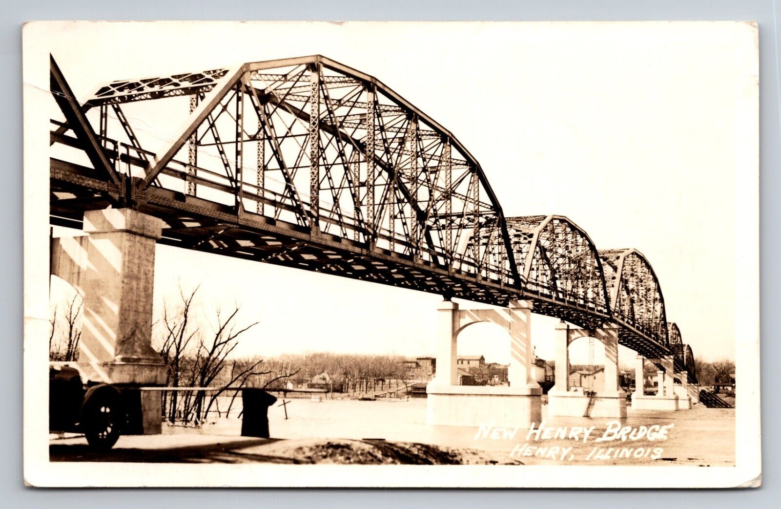 New Henry Illinois Bridge Vintage Unposted RPPC Postcard