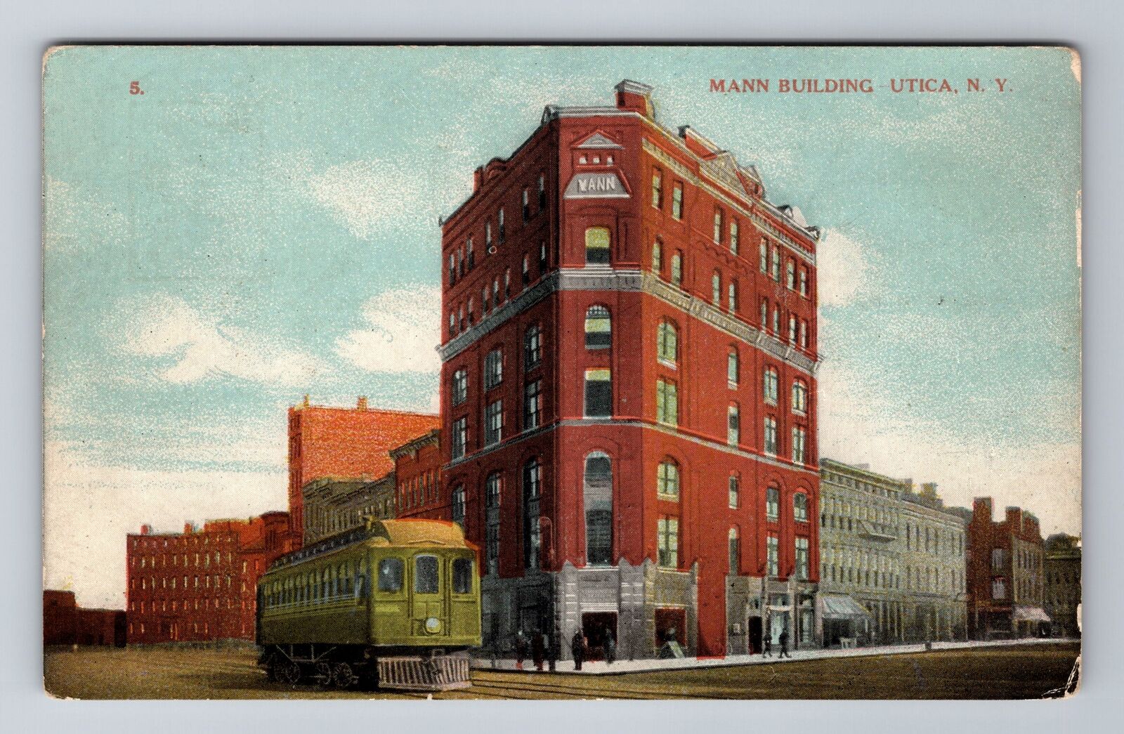Utica NY-New York, Mann Building, Antique, Vintage Souvenir Postcard