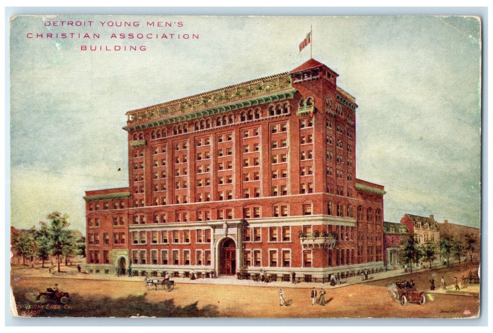 c1910\'s Detroit Young Men\'s Christian Association Building Michigan MI Postcard