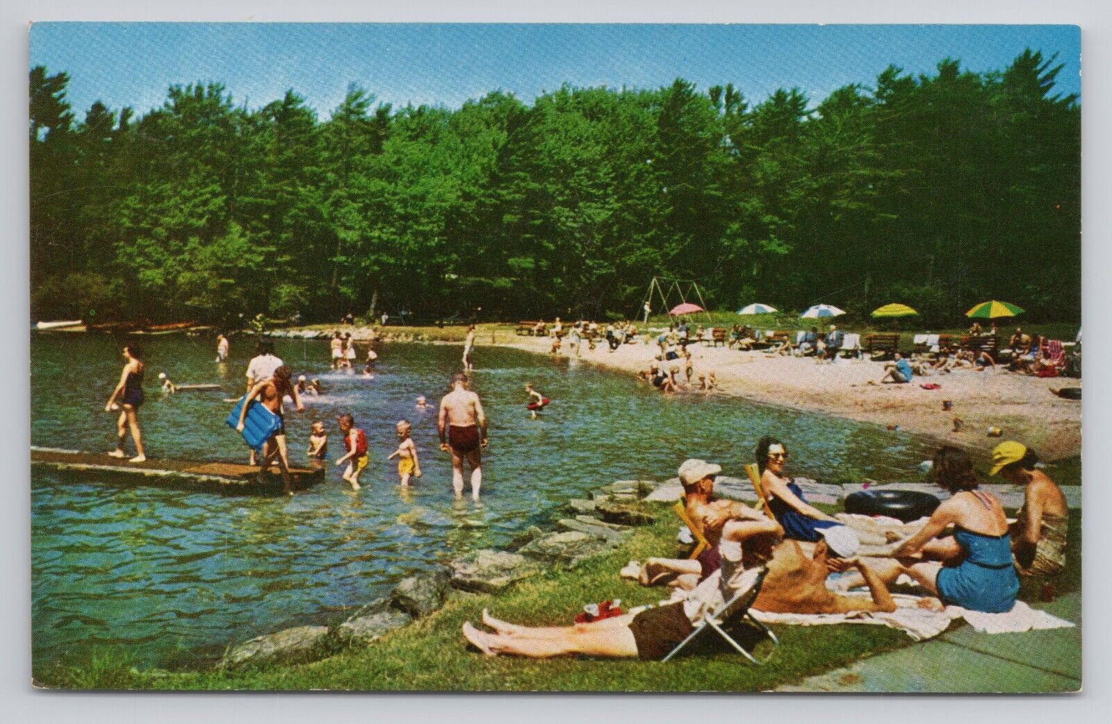 Bathing Beach, Eagles Mere, Pa Postcard 3099