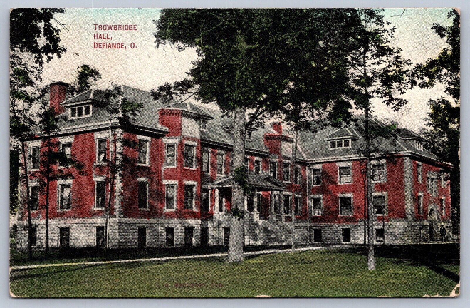 Postcard Defiance OH Trowbridge Hall 1909