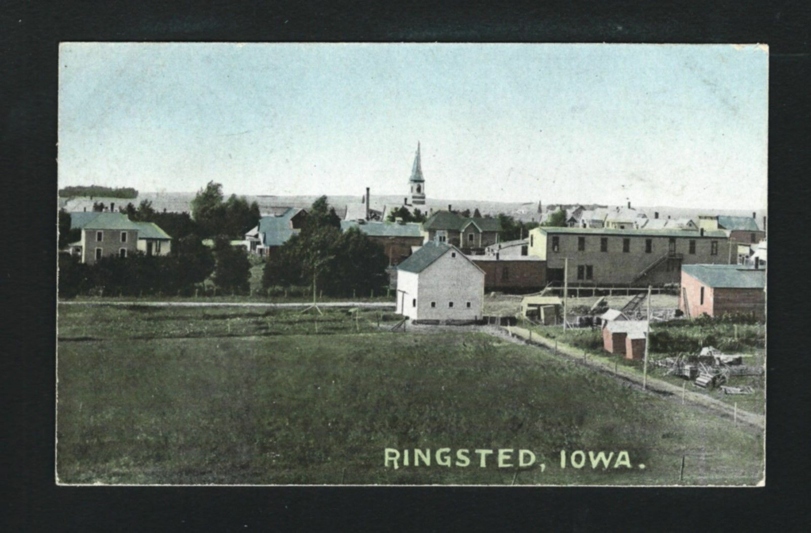 Ringsted Iowa IA c1907 Birdseye View of Town, Main Street District to the Right