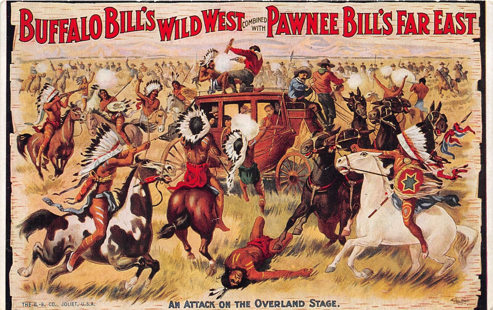 H92/ Buffalo Bill\'s Wild West Show Postcard c20s? Pawnee Overland Stage 82