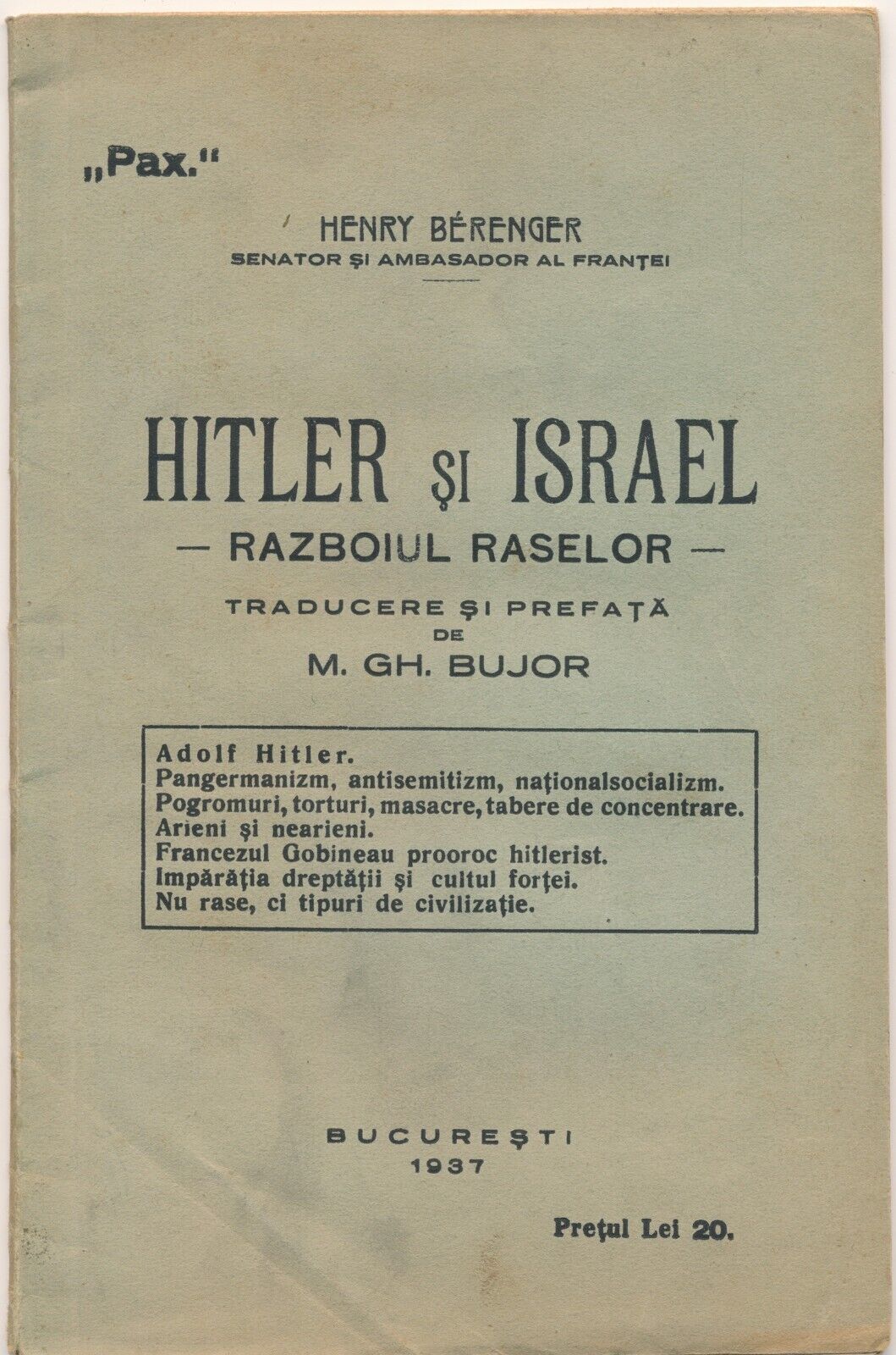 Hitler and Israel Jewish Race War Romania Booklet 1937 Judaica Extremely Rare