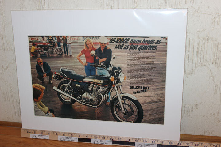 1978 Suzuki GS1000E Motorcycle 16 x 20 Matted Vintage Ad Art