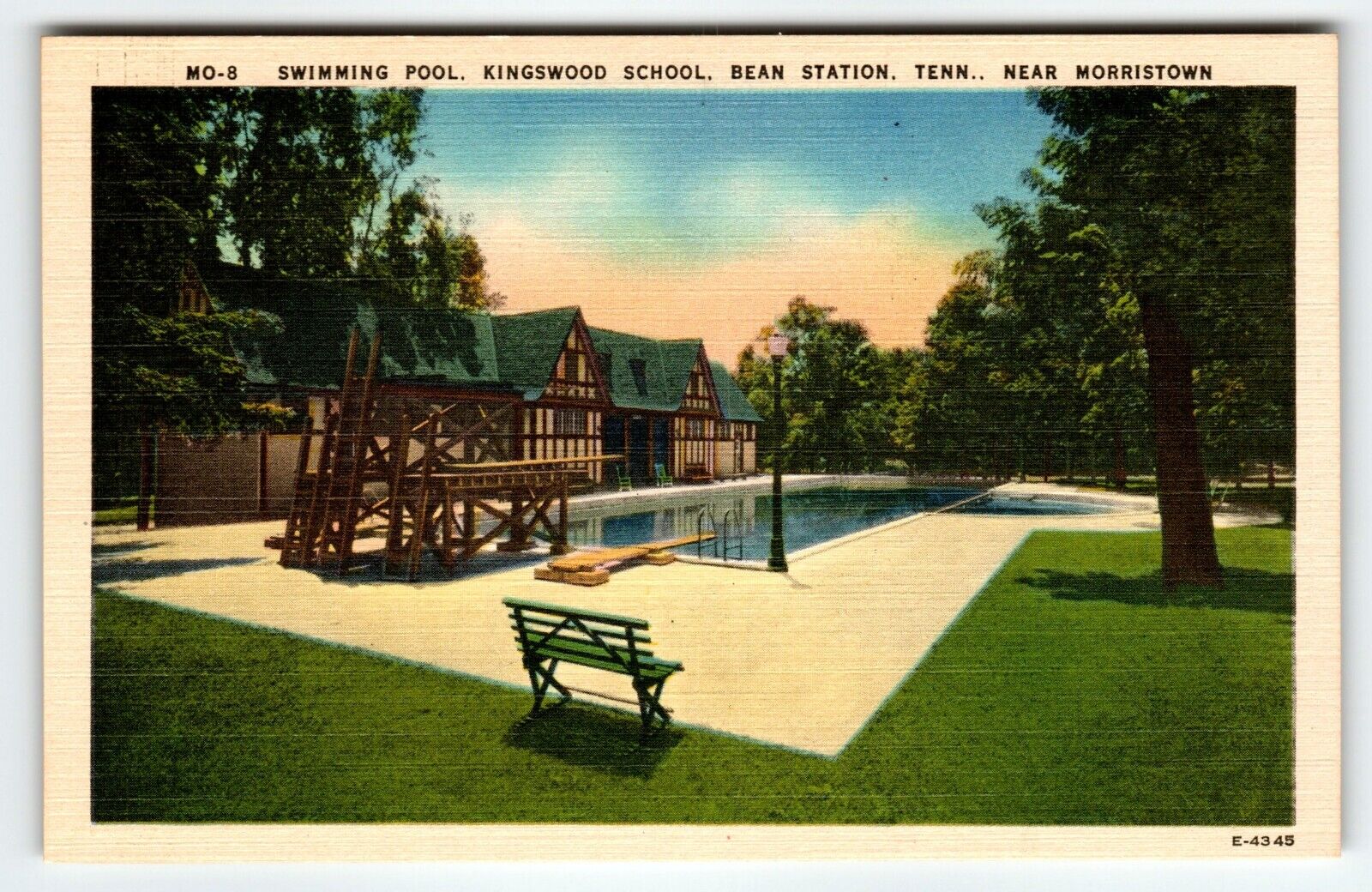 Swimming Pool Kingswood School Morristown Tennessee Postcard Vintage Linen