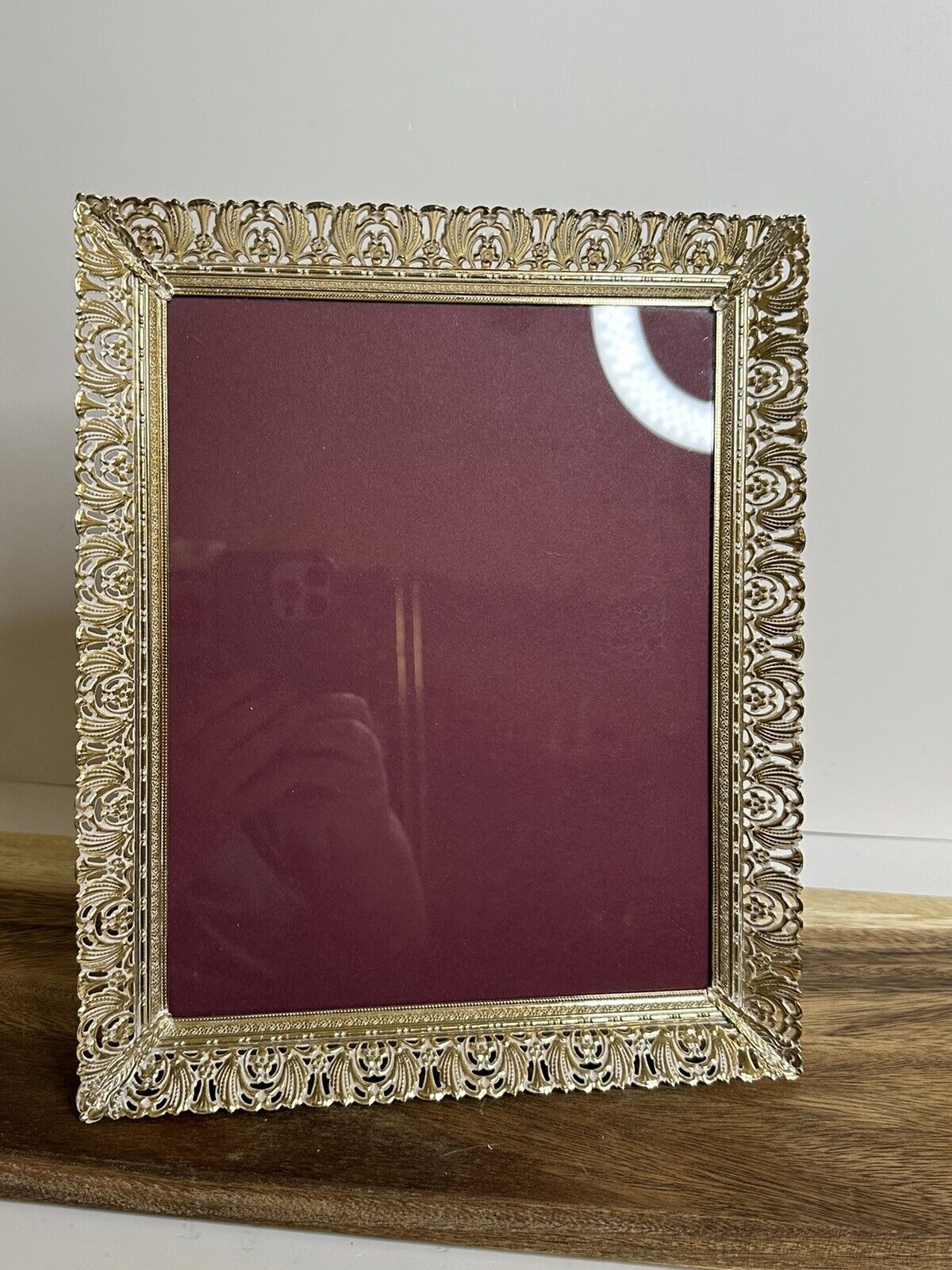 Vintage Gold Filigree Metal Picture Wall or Desk Frame 11.5” x9.5” 