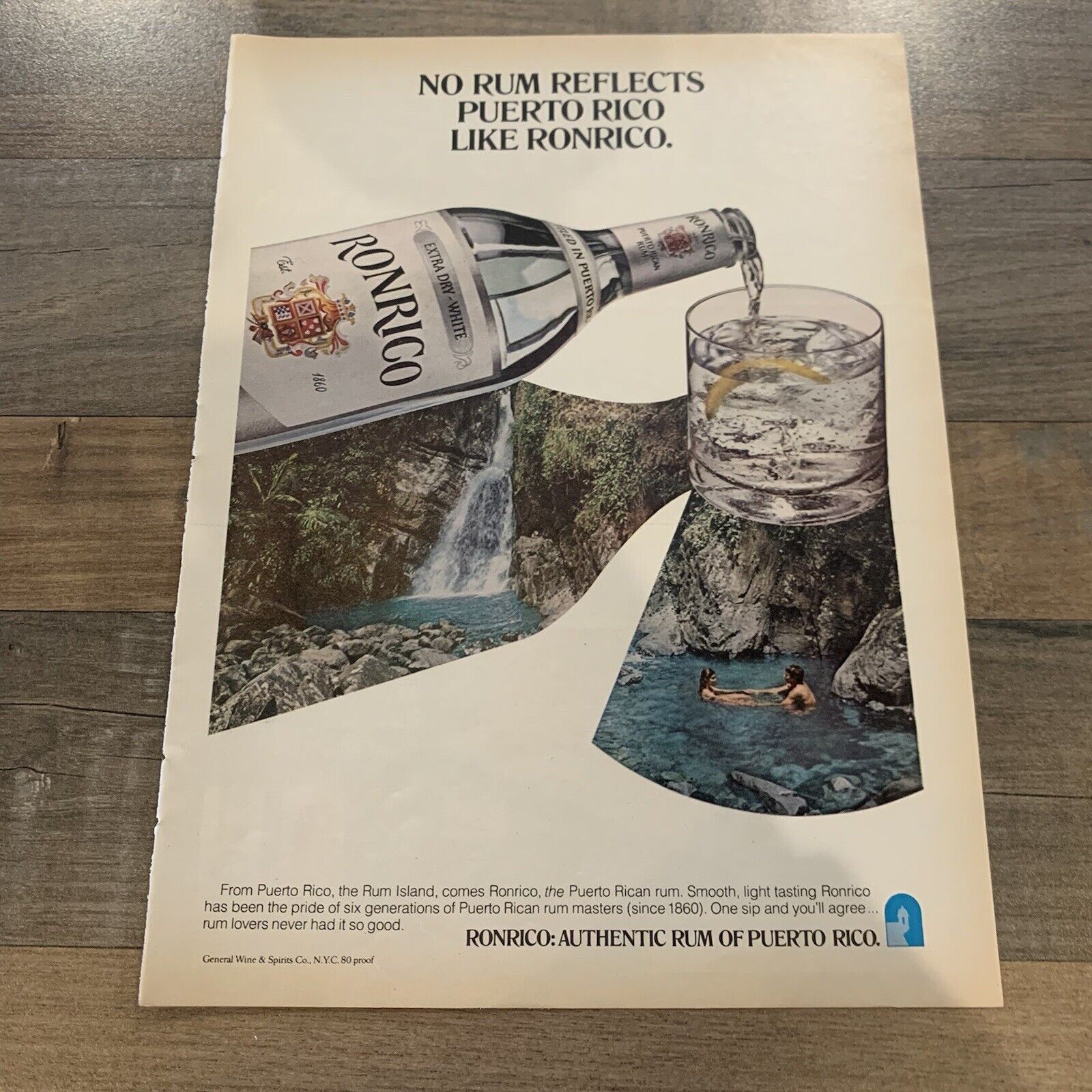 1979 Ronrico Rum Print Ad Original Vintage No Rum Reflects Puerto Rico Island