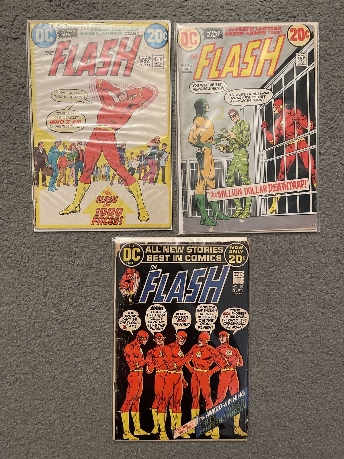 The Flash DC Comics Books Lot 1972 Neal Adams Green Lantern Arrow 217 218 219 G+