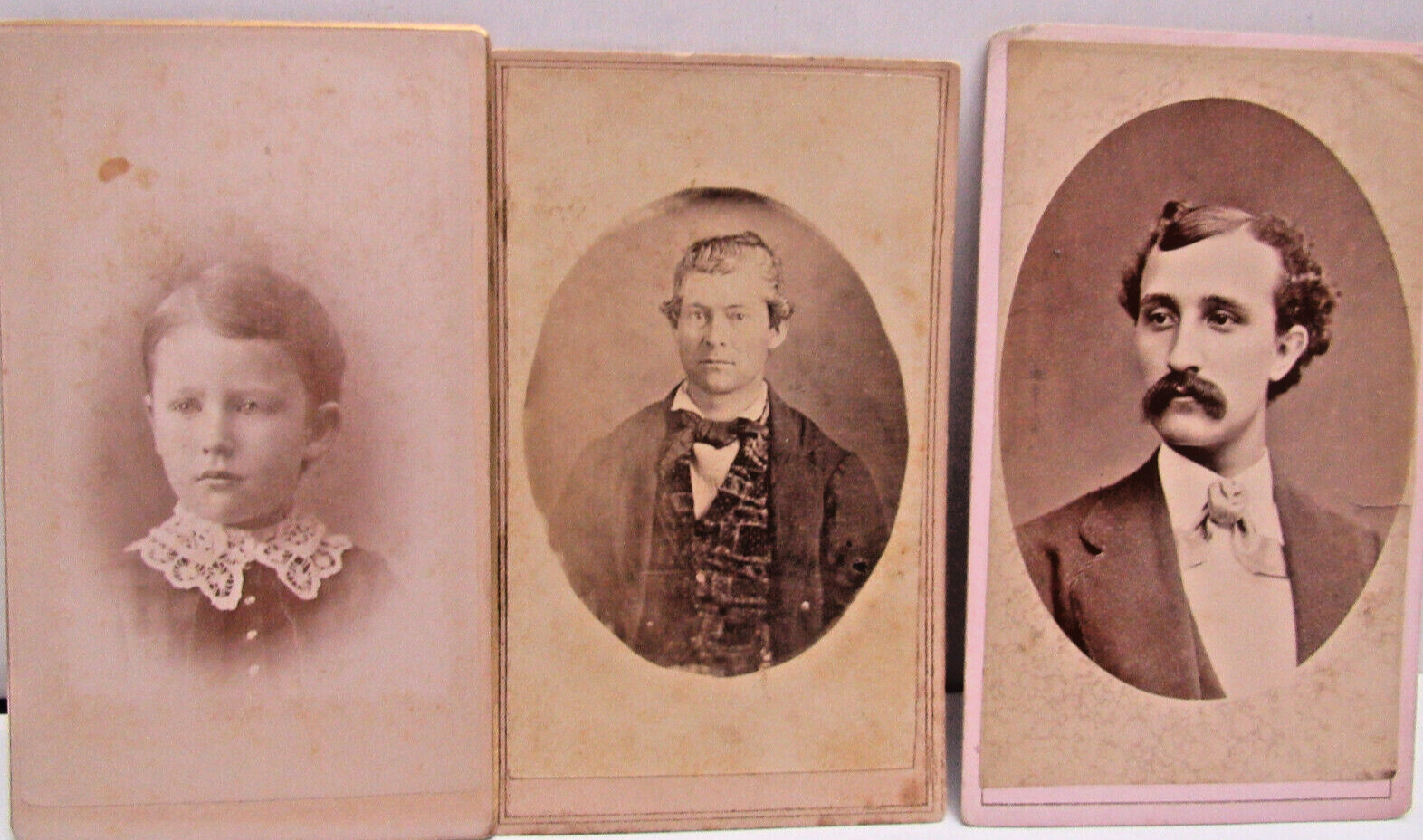 Civil War Era 1860's 3 Three CDVs  Lot Stamp Charles L. Barlett