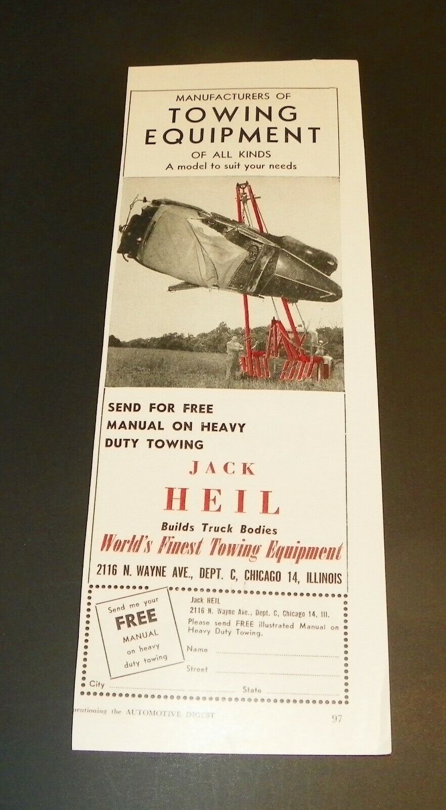 1937 Jack Heil Towing  Equipment Ad