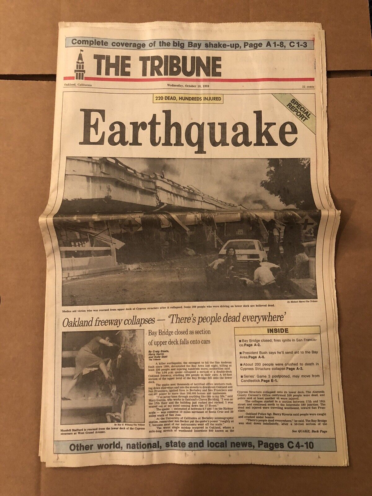 EARTHQUAKE 1989 Loma Prieta Quake Complete Newspaper October 17 18 SF Bay Area