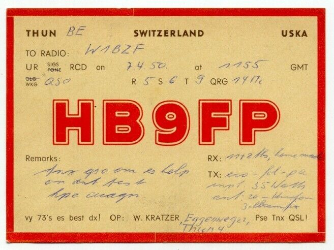 Switzerland Thun Vintage QSL Amateur Radio Card / Postcard