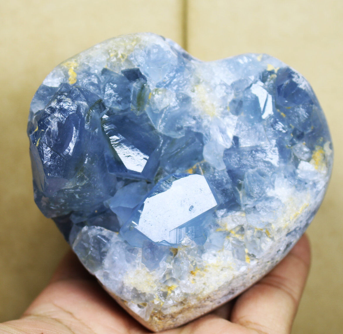 2.3lb Top Grade Gorgeous Sky Blue Celestite Heart Geode Rough Reiki Crystal