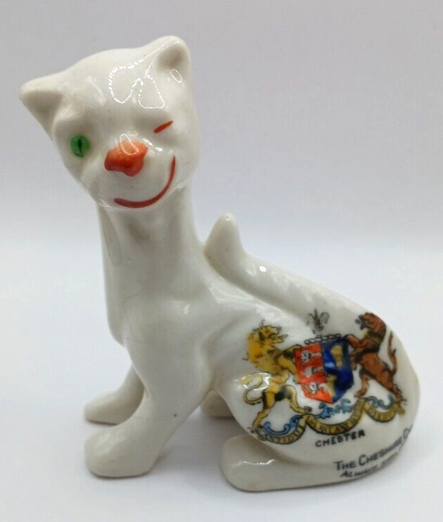 The Cheshire Cat is Always Smiling-Chester Crest Ceramic Figurine 3.5x3x2