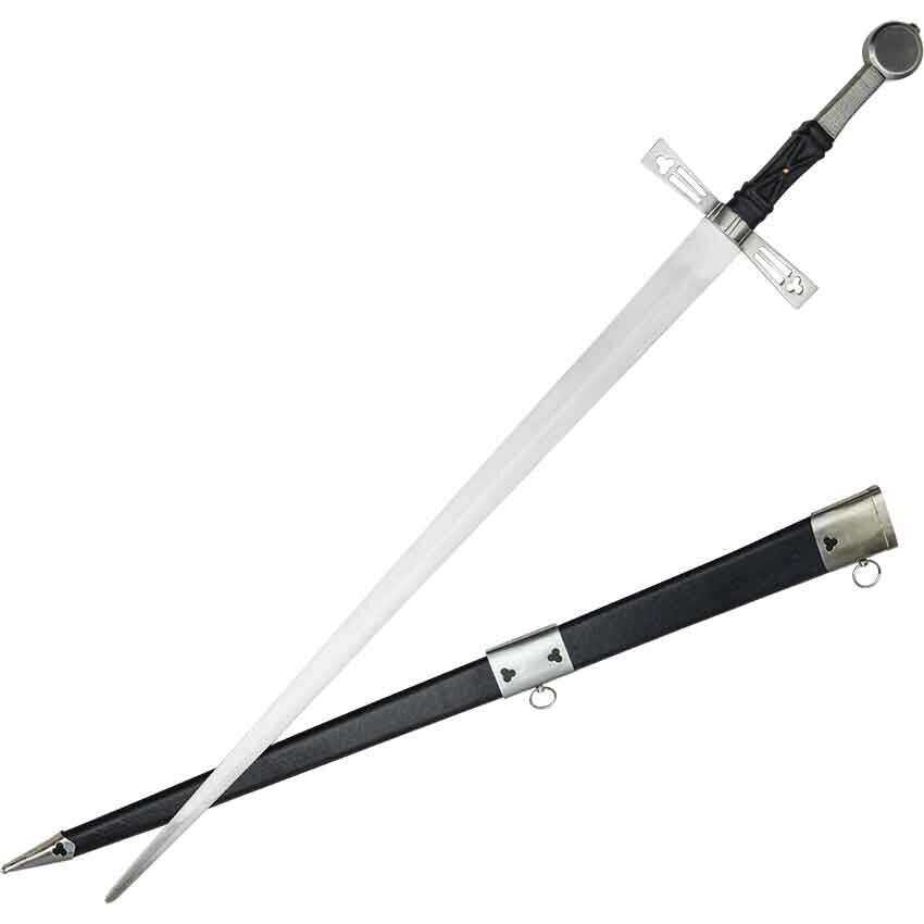 Two Handed Gothic Bastard Sword / Battle Ready Sword with wooden Scabbard