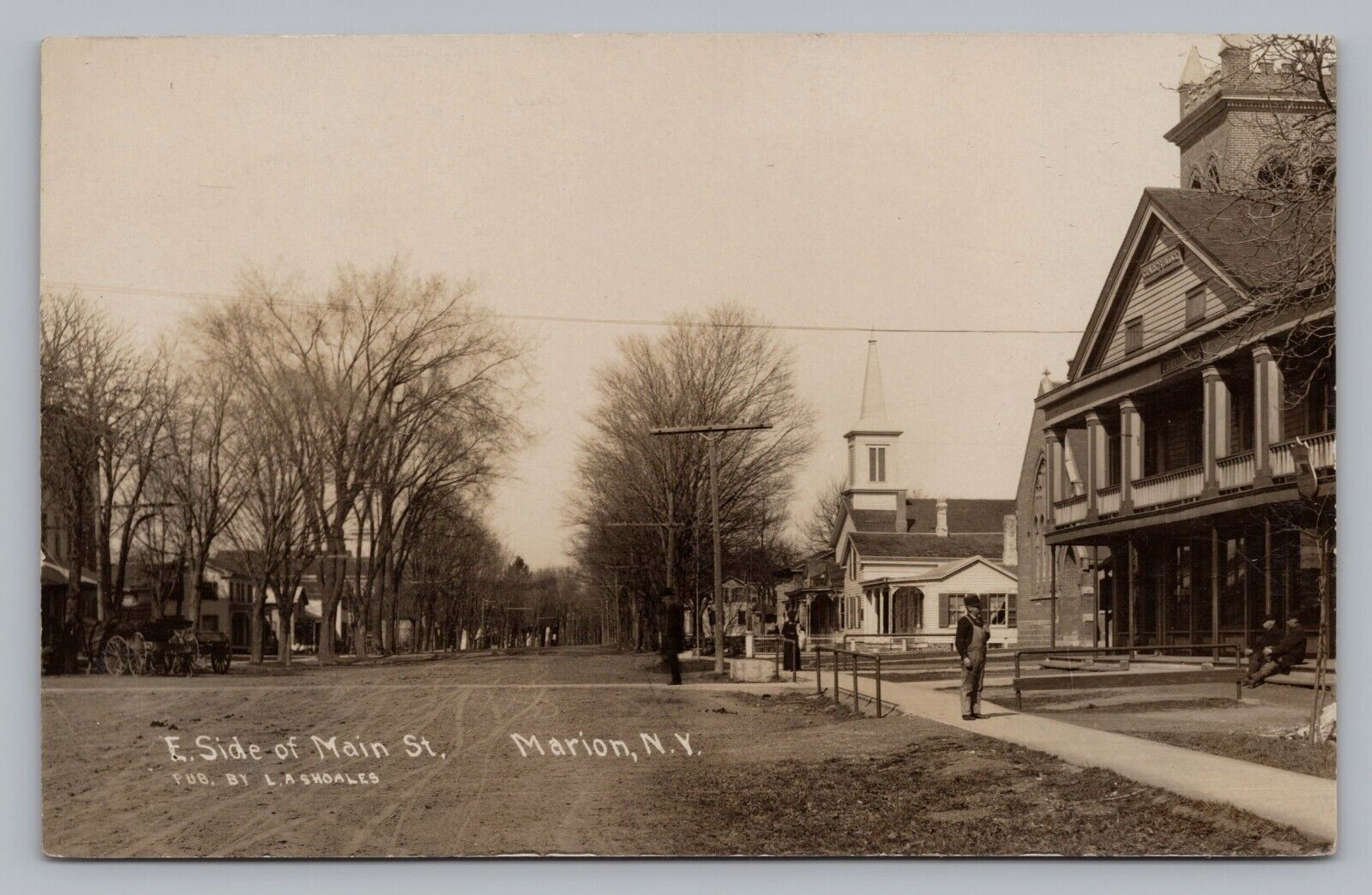 E. Side of Main Street, Marion New York NY, Street Scene c1909 RPPC Postcard  P6