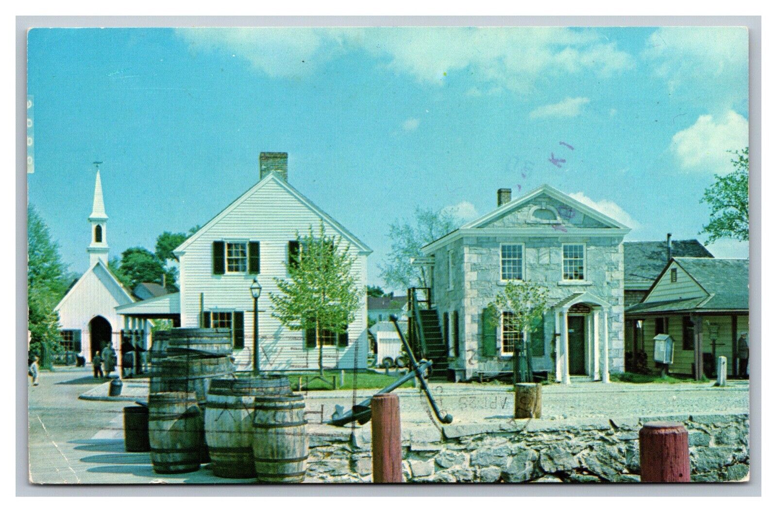 Mystic, CT Connecticut, Seaport, Anchor Barrels Houses Postcard Posted 1981-84