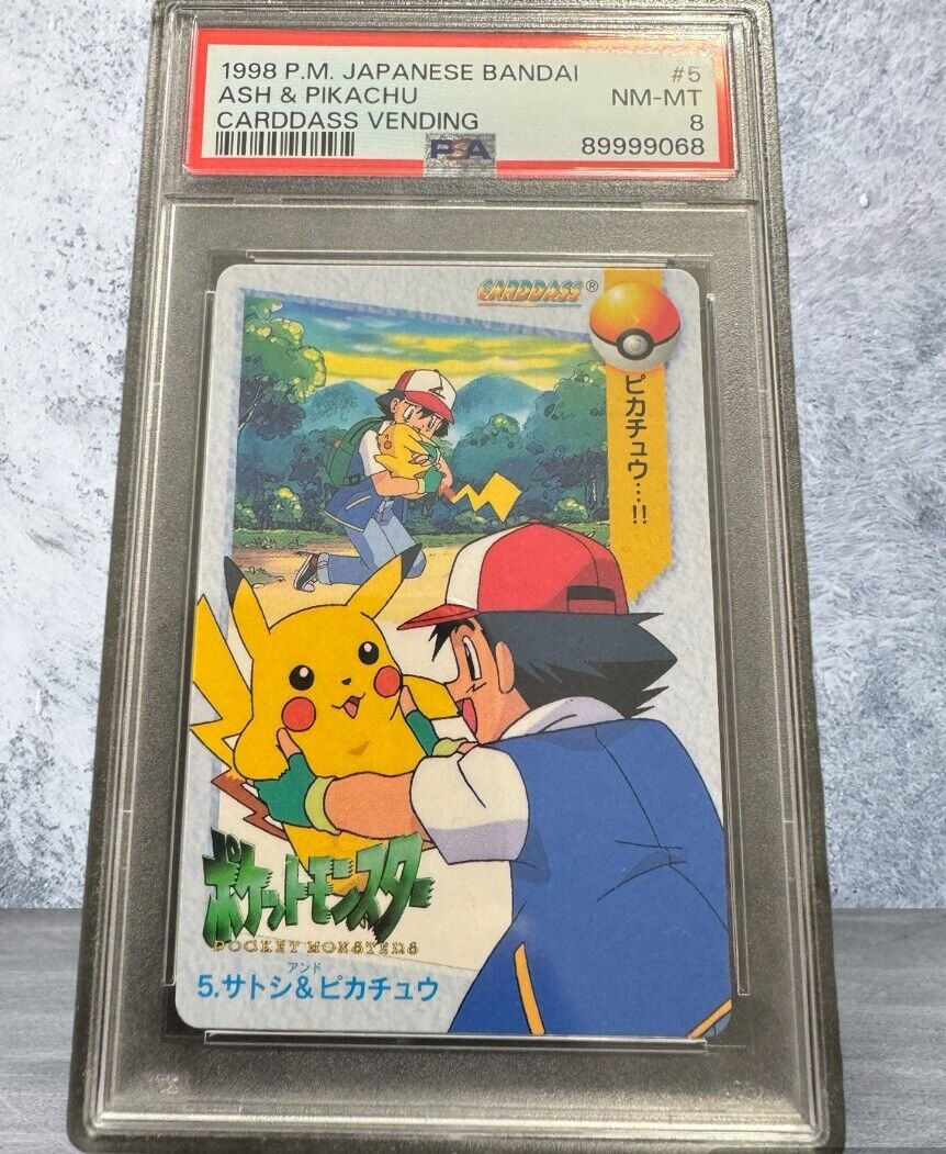 Pokemon Cards PSA 8 Bandai Carddass Vending Ash And Pikachu Anime # 5