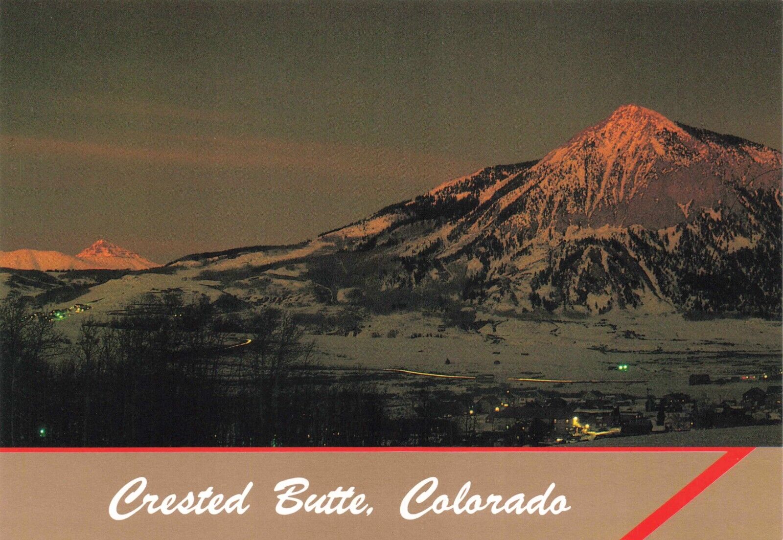 Postcard CO Mt. Crested Butte Winter Snow Ski Twilight Mountain Alpine Runs 6x4