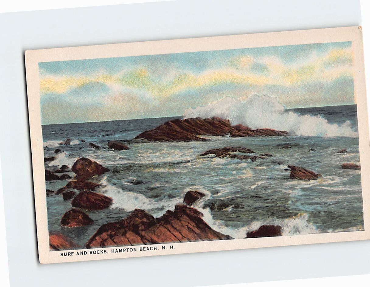 Postcard Surf and Rocks Hampton Beach New Hampshire USA