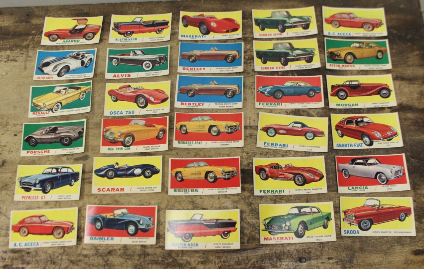 1961 Topps Sports Cars Vintage Trading Card Lot (30) Beautiful Condition RARE