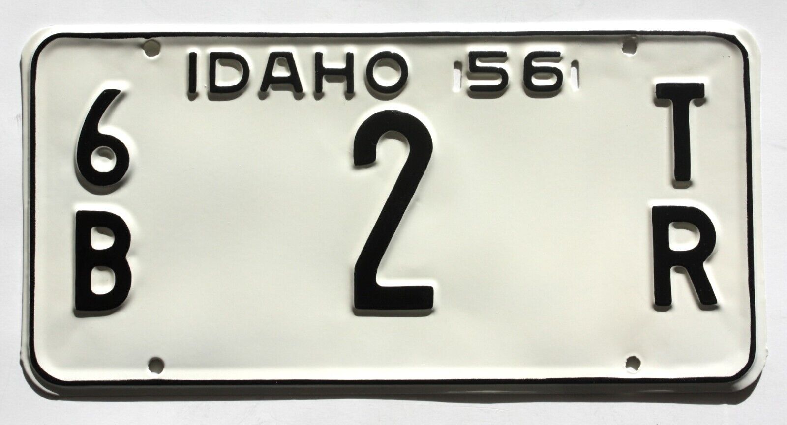 1956 Large Idaho Trailer License Plate #6B 2 TR, Boise Co. Low number Restored