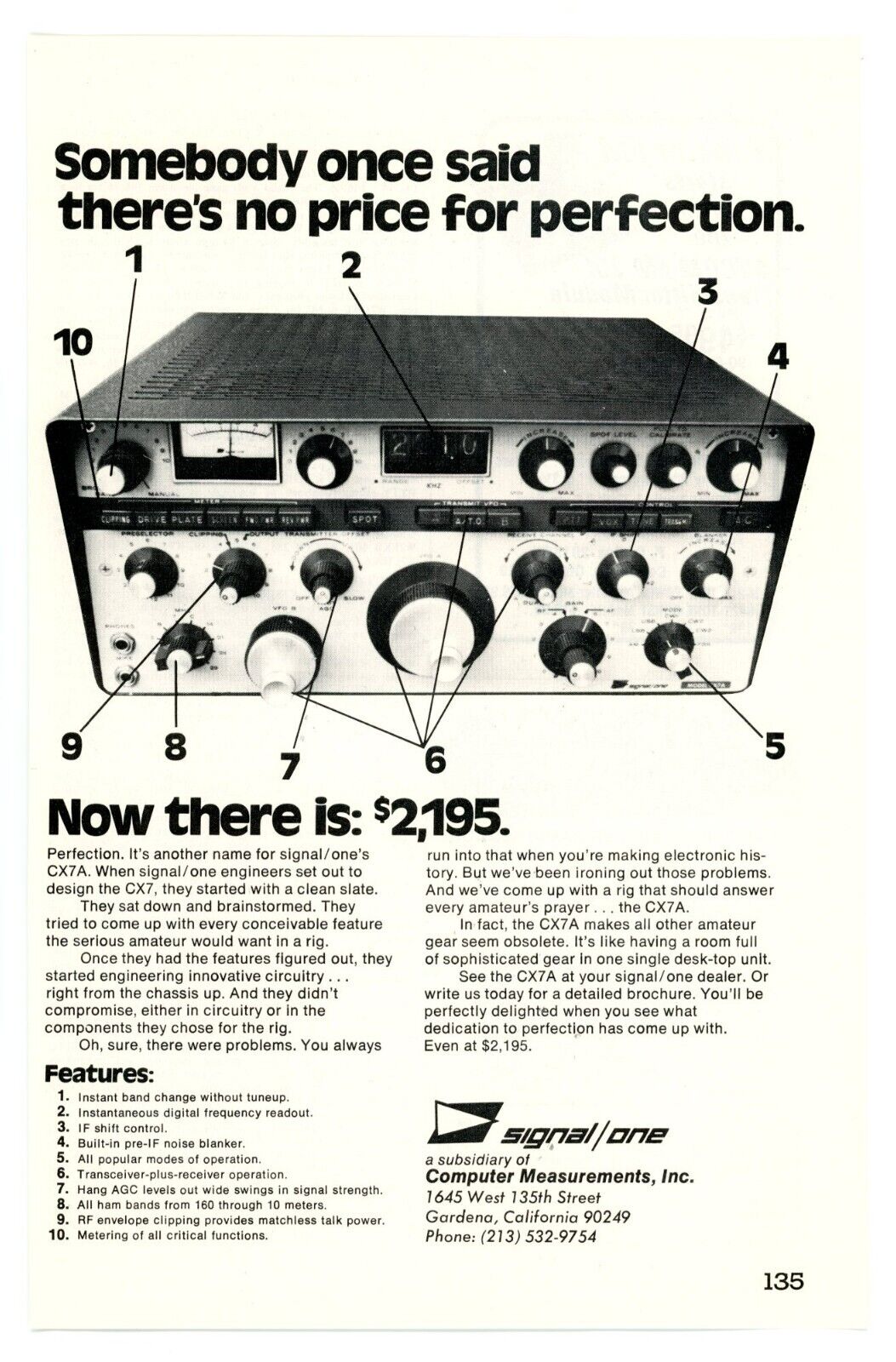 QST Ham Radio Magazine  SIGNAL/ONE Model CX7A Transceiver (4/72)