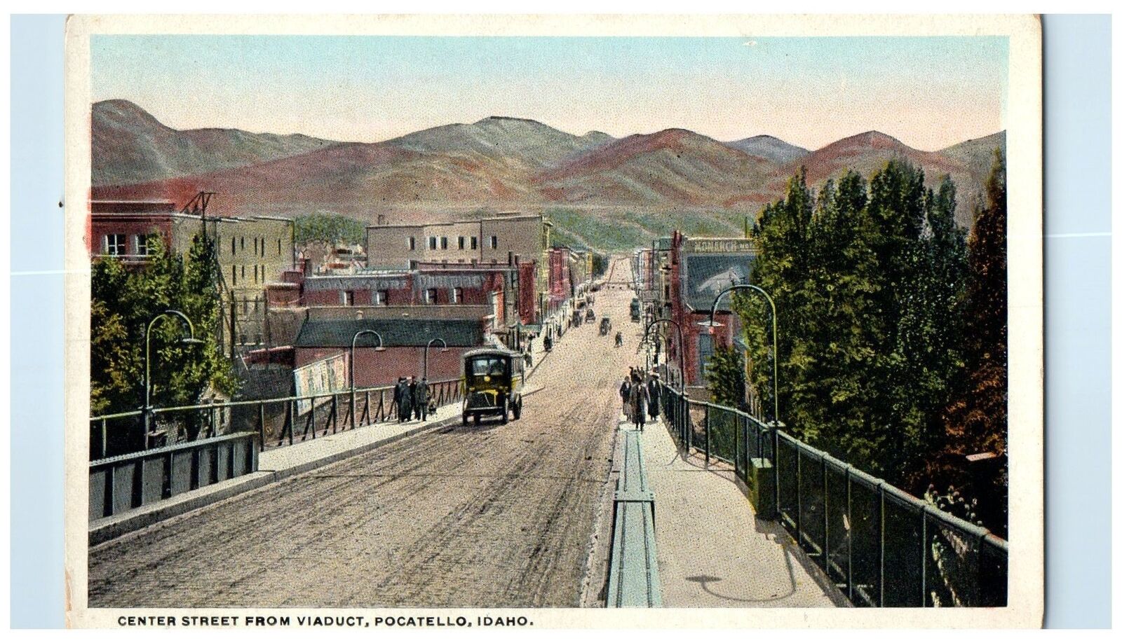 c1920's Center Street From Viaduct Pocatello Idaho ID Unposted Vintage Postcard