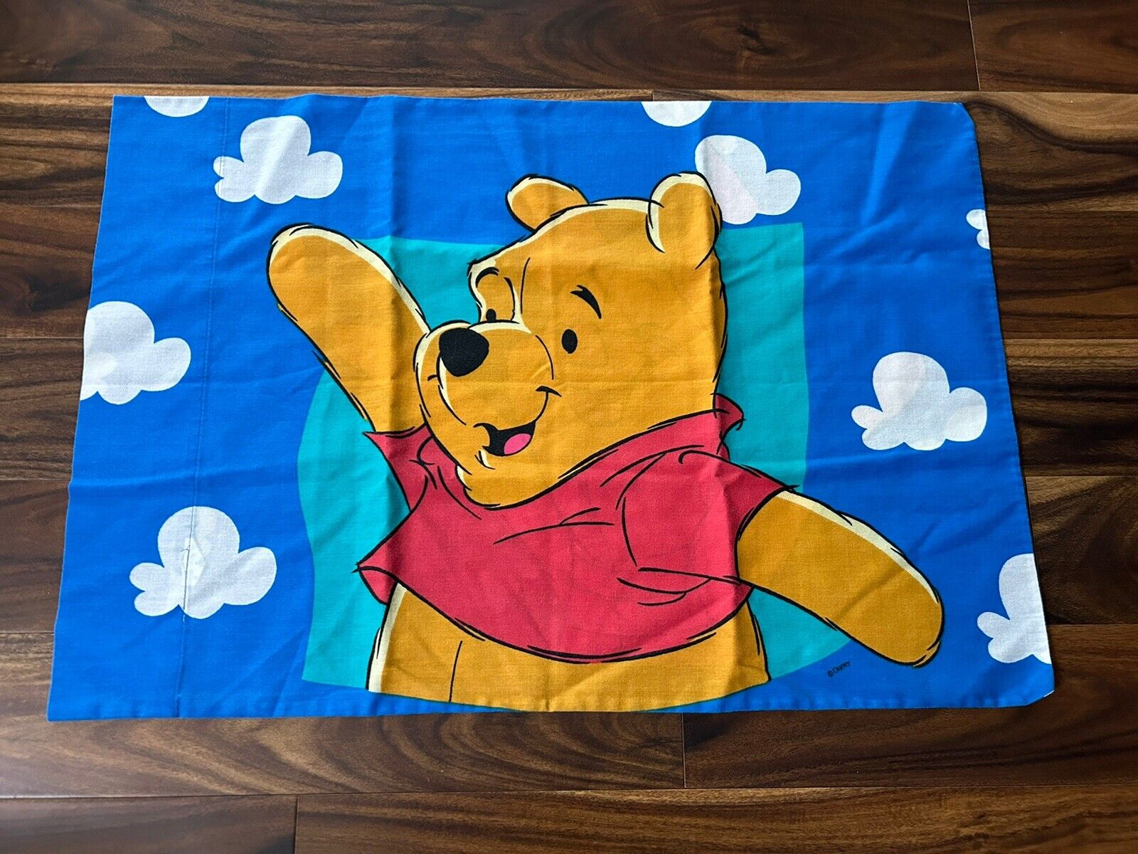 Vintage Disney 2-sided Winnie The Pooh And Piglet Pillow Case 90s Blue