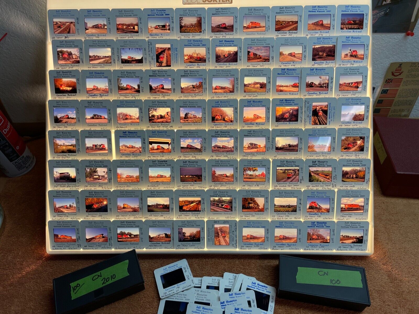 Canadian National Railroad - Bulk Lot of 100 color slides from the year 2010