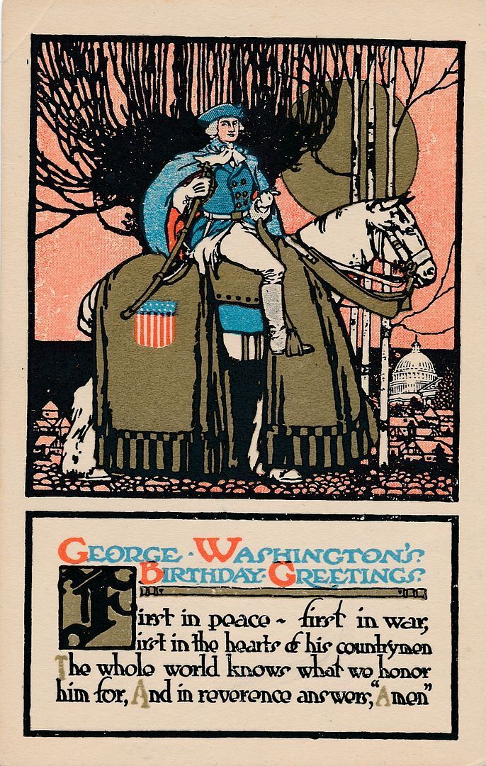 WASHINGTON\'S BIRTHDAY - Washington On Horseback Washington\'s Birthday Postcard