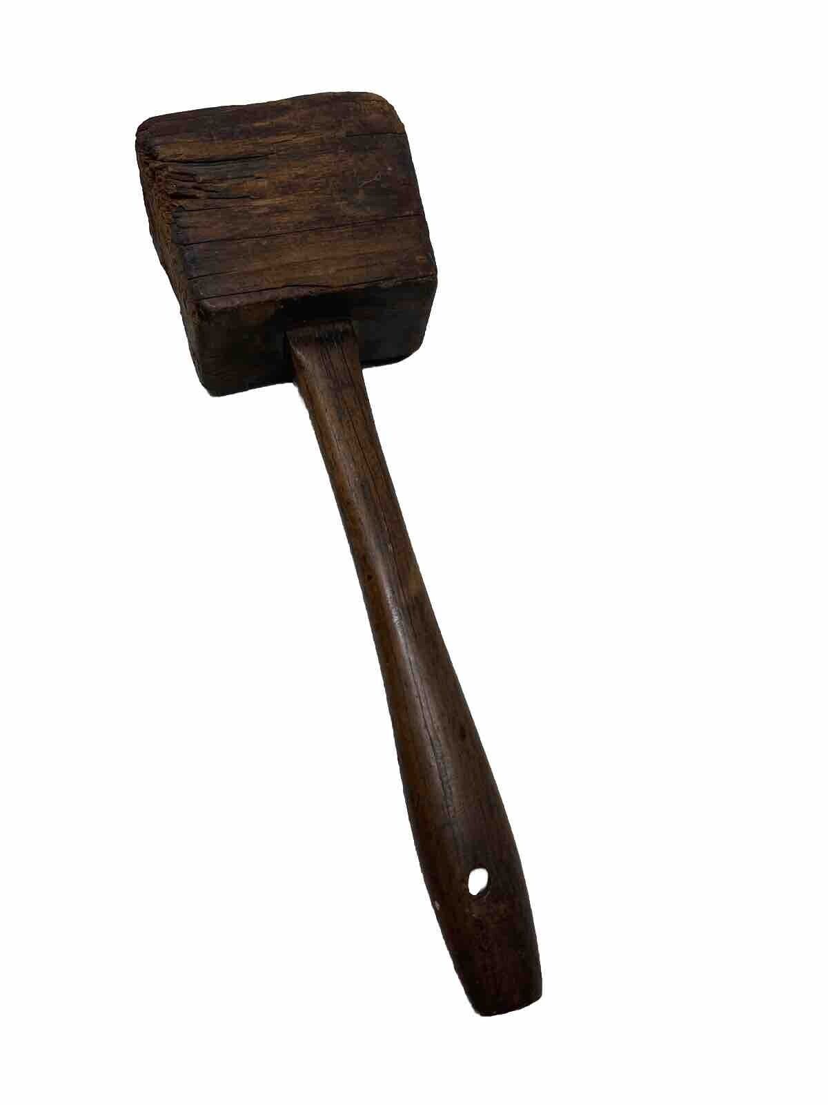 Antique Vintage Primitive Hard Wood Mallet  Hammer Carpenter Woodworker