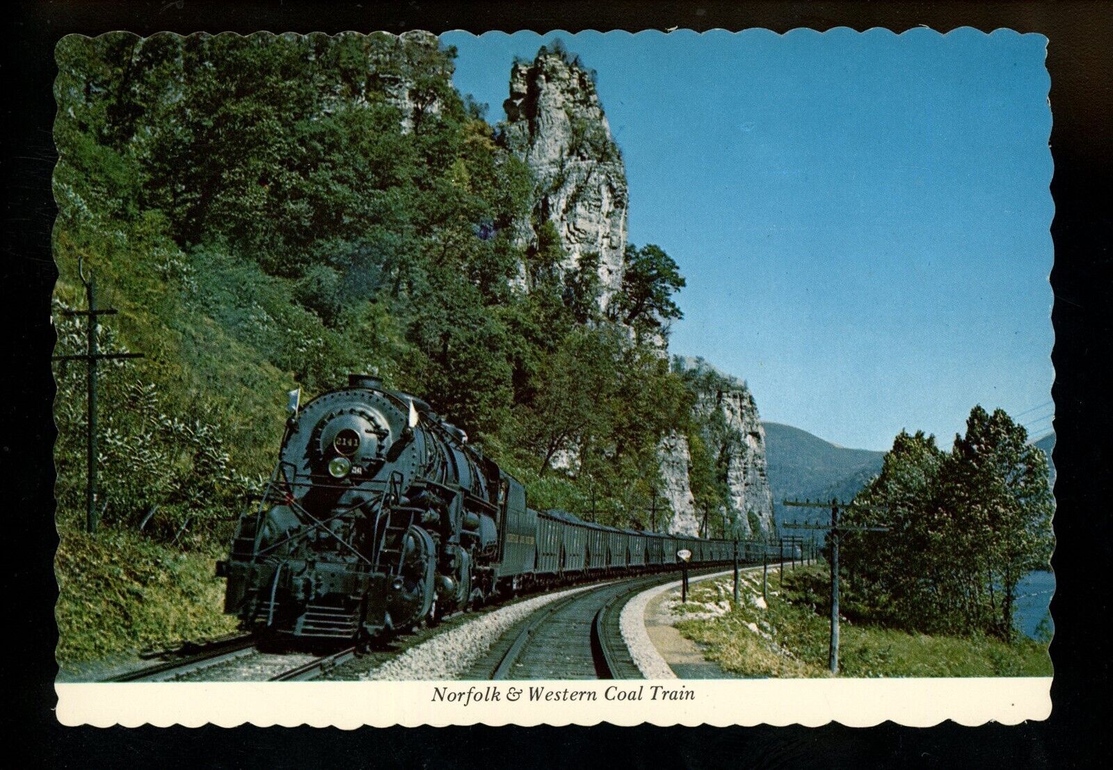 Train Railroad postcard Norfolk Western Railway Pembroke, Virginia VA Pearisburg