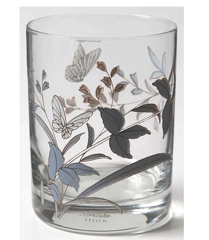Vintage Noritake Kilkee Drinking Glass 12 Oz Old Fashioned Barware Butterfly