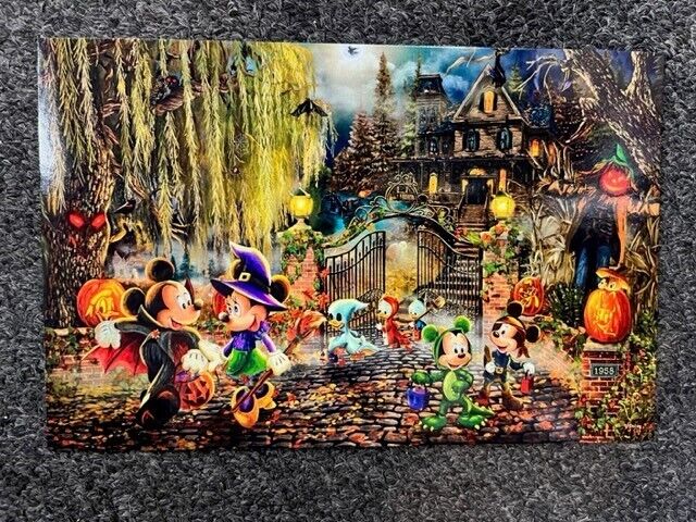 Thomas Kinkade  Studio Postcard Disney Mickey & Minnie Halloween Fun