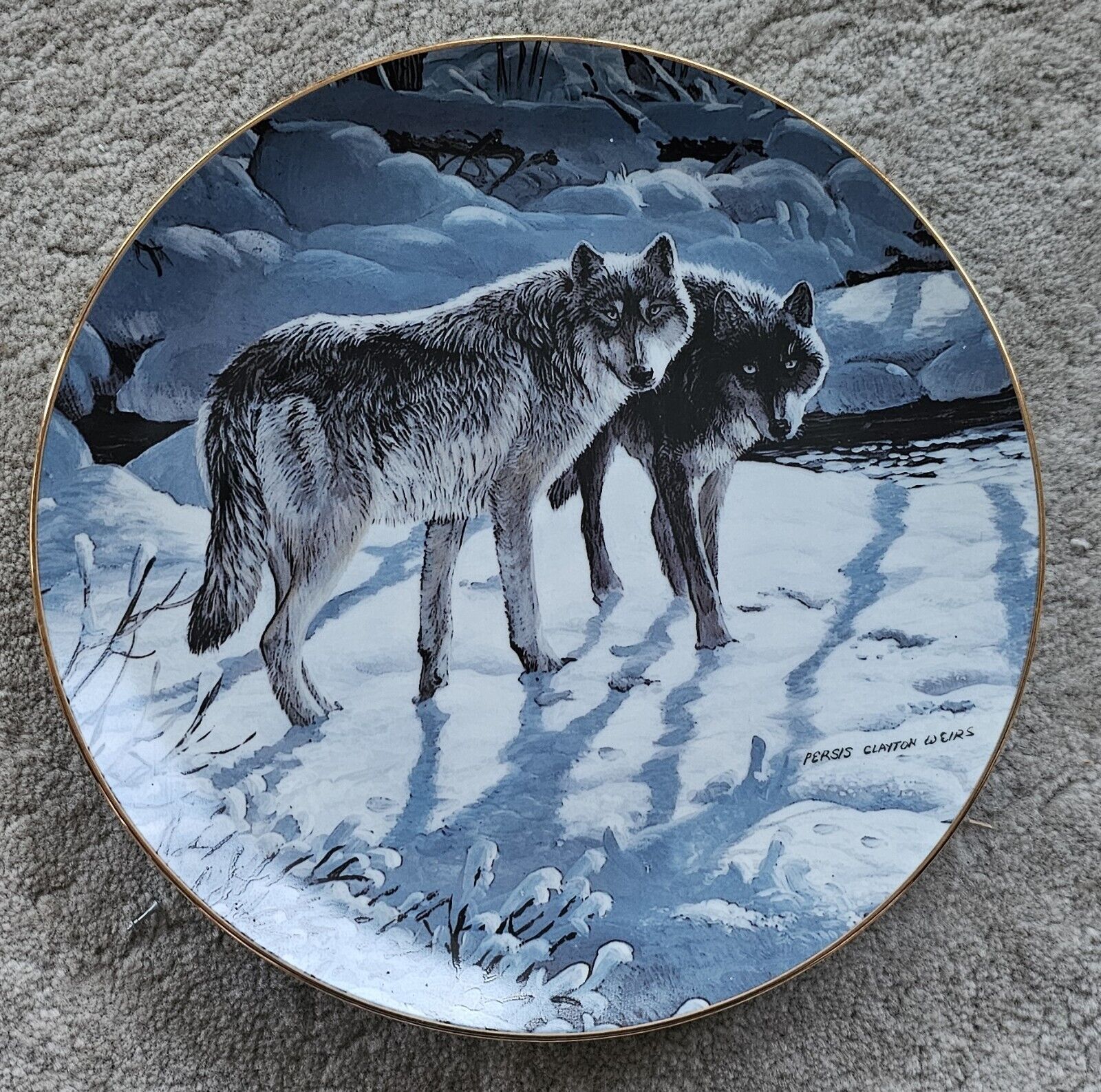 SILVER SHADOWS-WOLVES Persis Clayton Weirs Limited Ed 1987 Collector Plate Wild