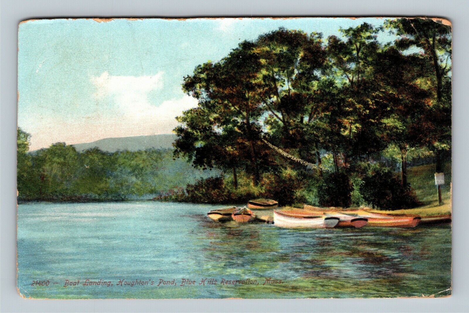 Blue Hills Reservation MA Boat Landing Houghton\'s Pond Massachusetts Postcard