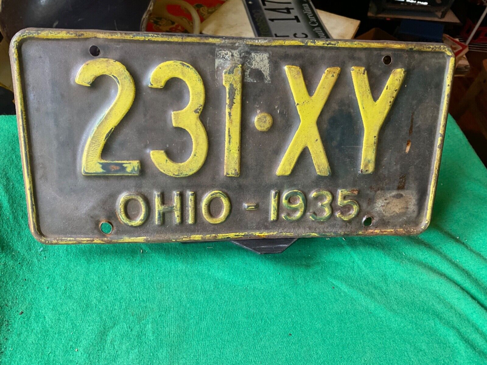 License Plate Tag Vintage Ohio 231 XY 1935 Rustic
