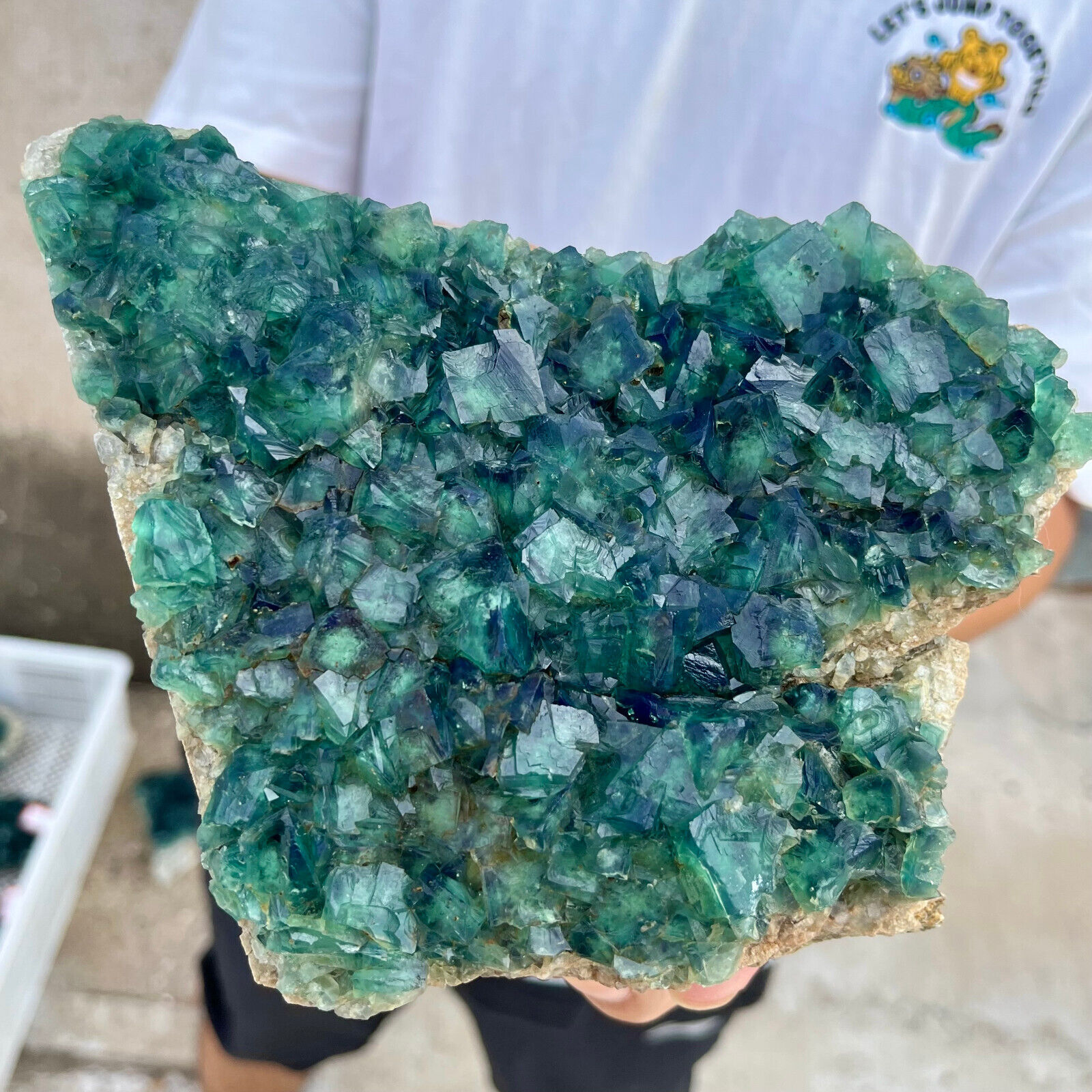 5.2lb NATURAL Green Cube FLUORITE Quartz Crystal Cluster Mineral Specimen