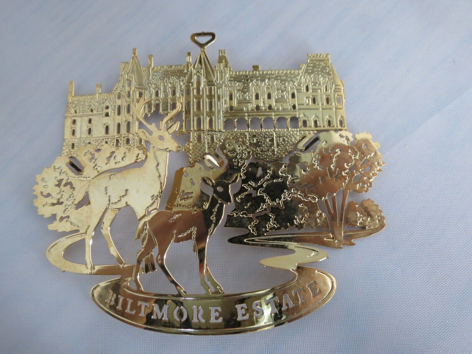 Biltmore Estate 3D House Gold Finish Ornament With Deer