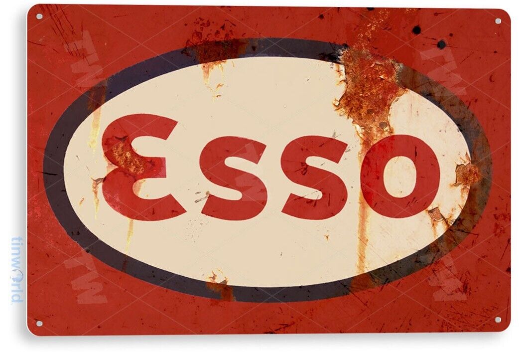 Esso Gas Oil Sign, Gas Station, Garage, Auto Shop, Retro, Rustic Tin Sign A062