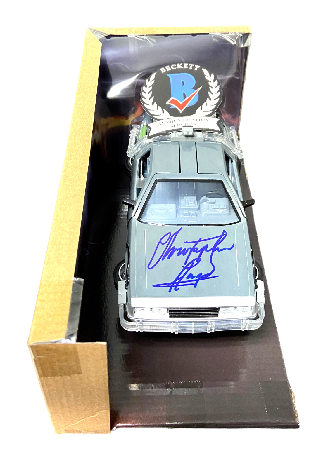 CHRISTOPHER LLOYD SIGNED AUTO BACK TO THE FUTURE 1:24 DELOREAN DIECAST BECKETT