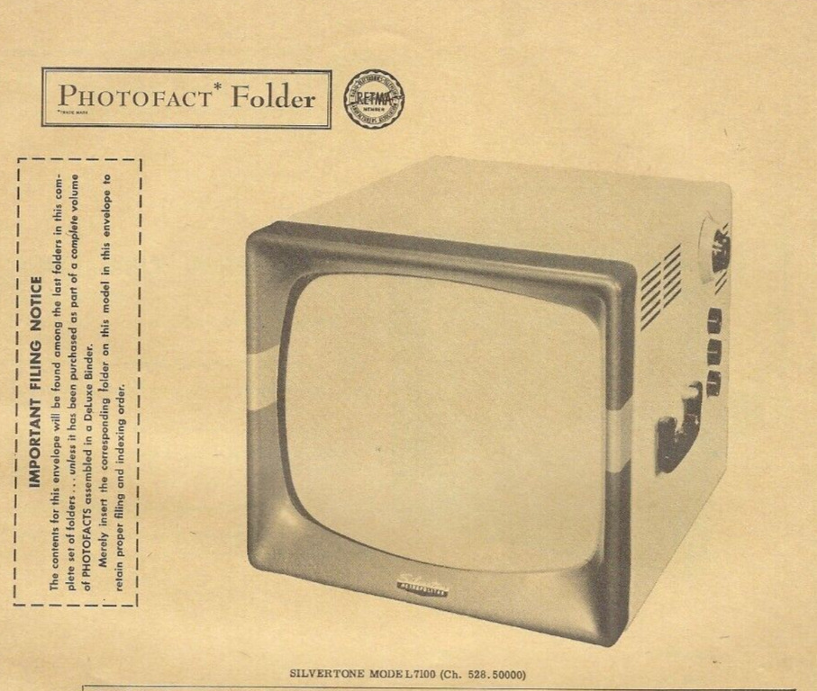 1956 SILVERTONE Sears 7100 7102 TELEVISION Tv Photofact MANUAL 7103 Portable