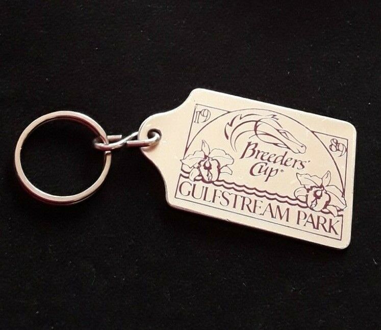 1989 Breeders Cup Gulfstream Park Silver Toned Keyring Keychain 