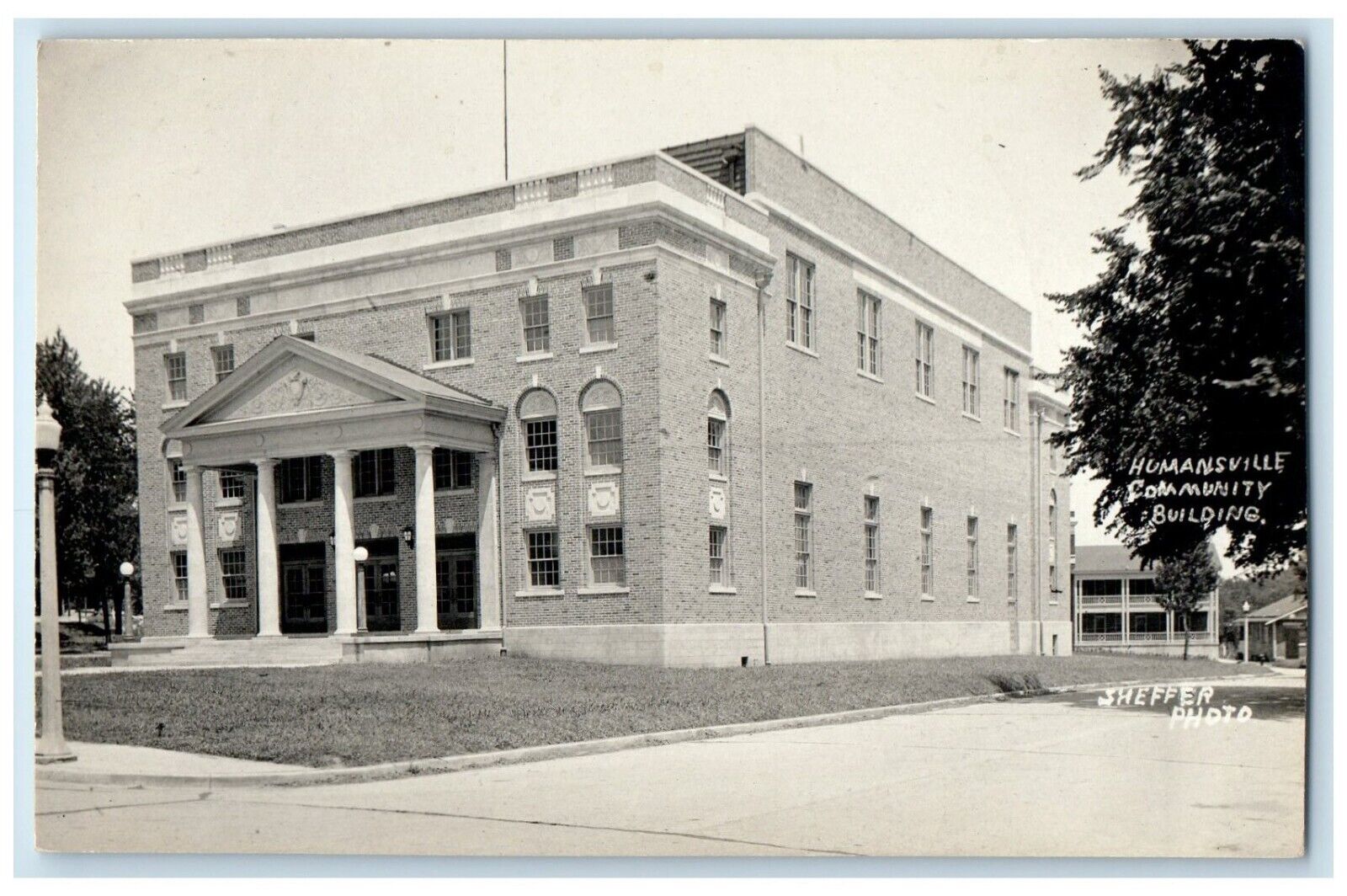 c1910's Humansville Community Building Missouri MO Sheffer RPPC Photo Postcard